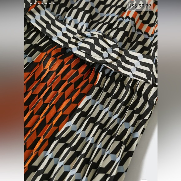 NWT Mango Geometric Print Midi Dress Size 2 - Picture 6 of 7